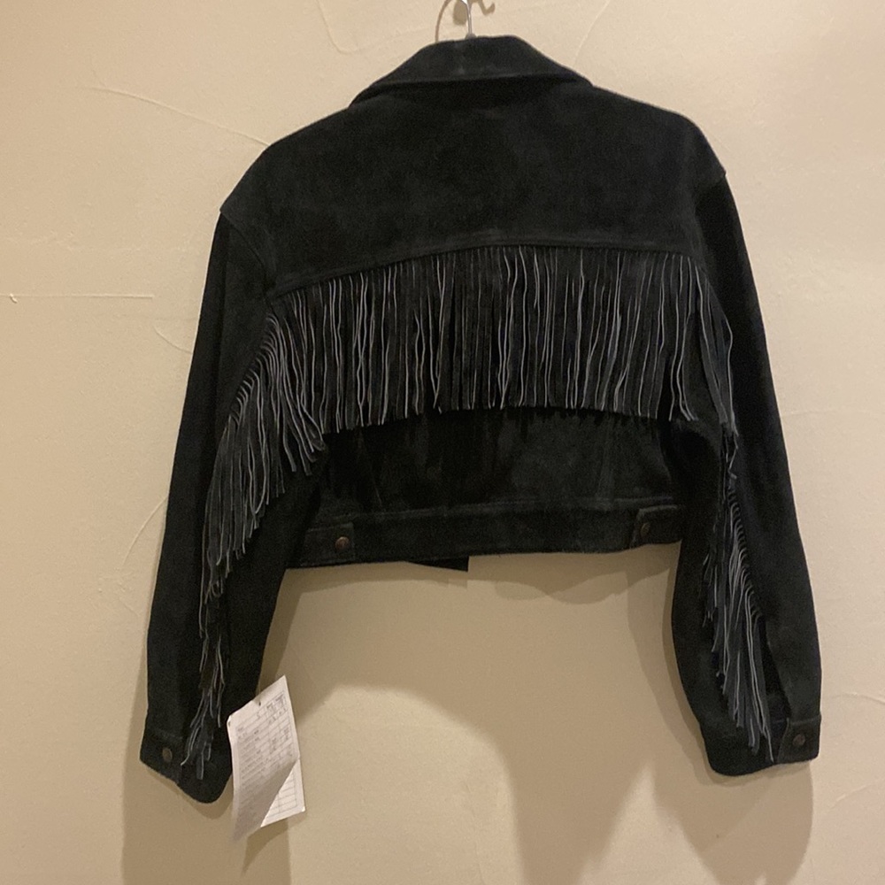 NWT Redone Black Suede fringe suede Trucker Jacket in a small (sample piece) - Picture 4 of 7